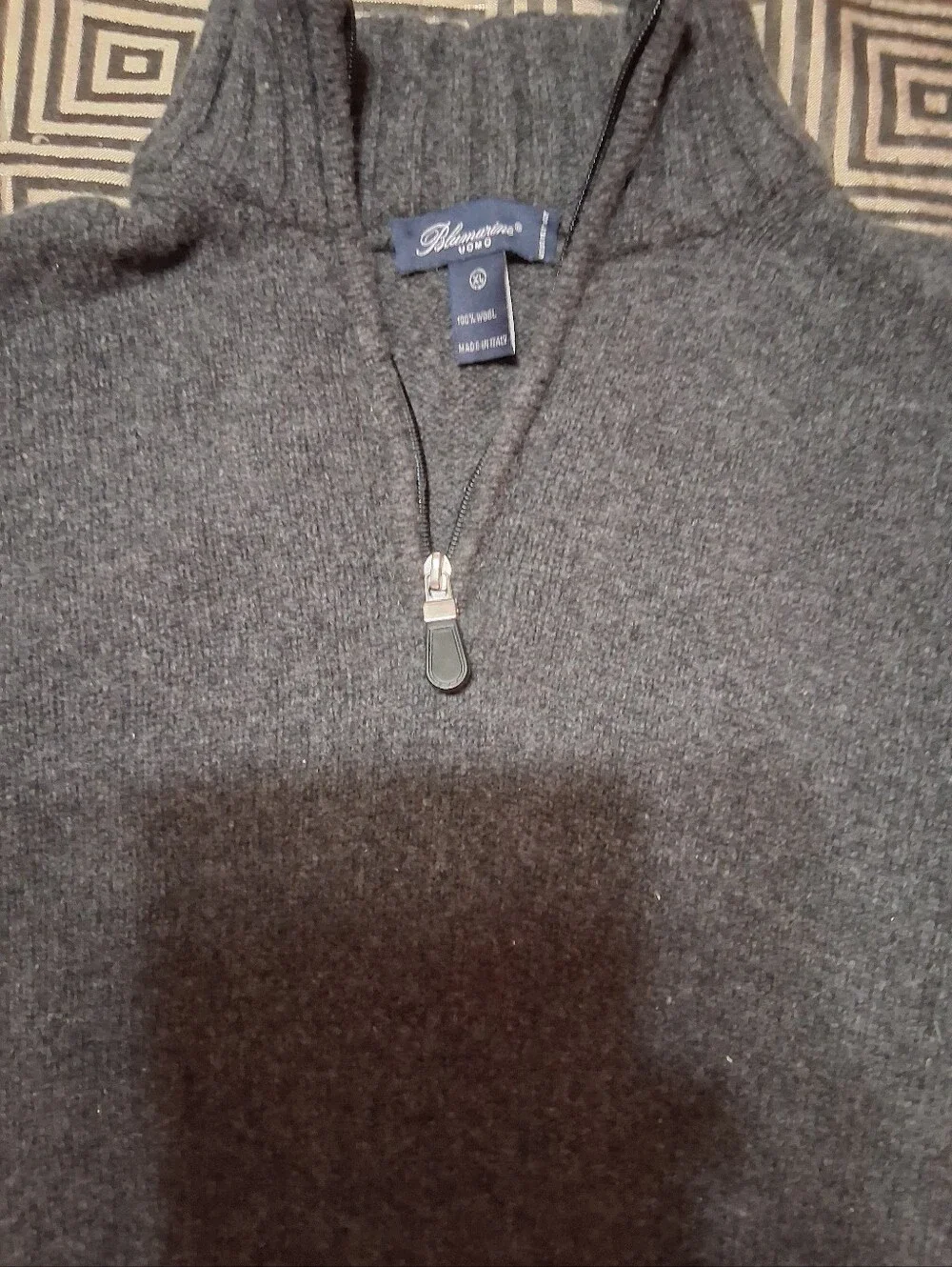 Blumarine Uomo men's sweater, 100% Wool, Size: XL, Made in Italy, Charcoal